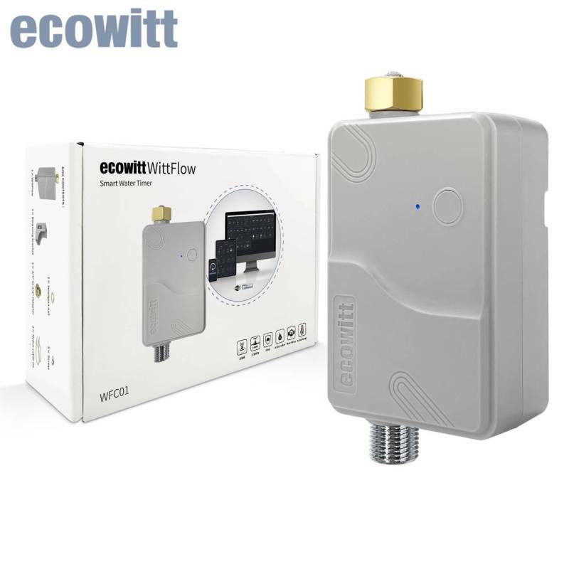 Ecowitt-Temporizador de riego inteligente WFC01, válvula de agua inteligente, temporizador de autorriego para exteriores, césped y jardín