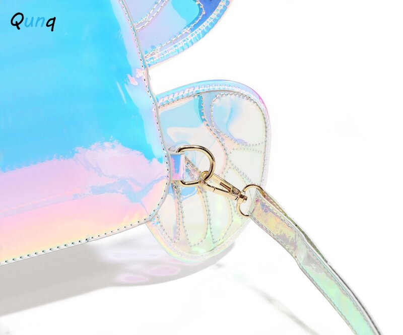 Qunq 2023 Summer INS New Girls Fashion Lovely PU Laser Butterfly Wings Personality Creative Retro Kids Backpack Holiday Gift