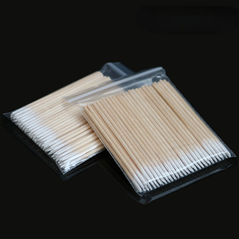 500Pcs/lot Wood Cotton Swab Cosmetic Cotton Swab Cotton Buds Tip Medical Ear Care Cleaning Wood Sticks Eyelashes Extension Tools