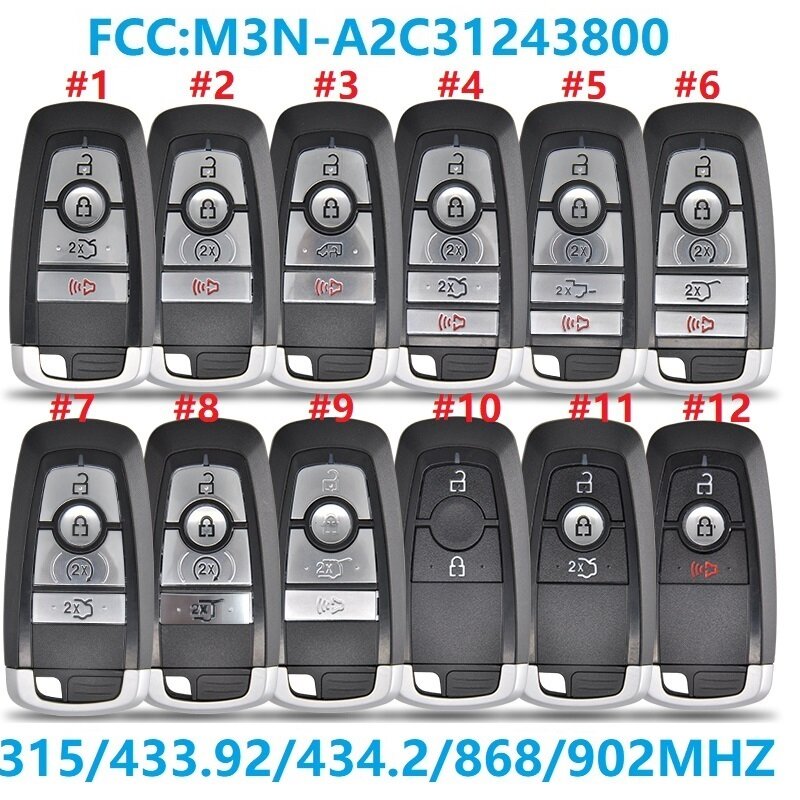 CN018109 Voor Ford Mondeo Fusion Mustang Cobra Raptor Lincoln Fcc: m3N-A2C31243800 315/434/868/902Mhz Key Smart Keyless Go