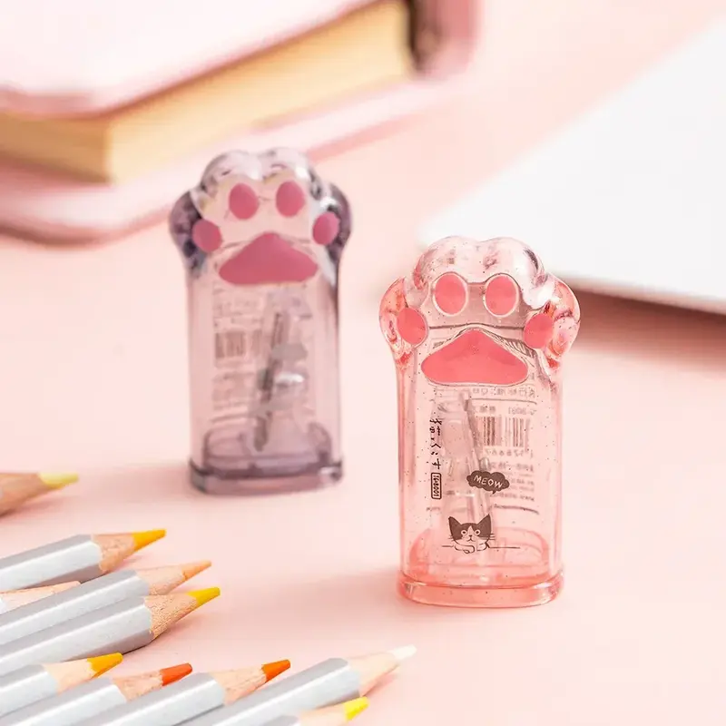 Cute Creative Pencil Sharpener Cat Claw Student Pink Kids School Office Supplies Korean Student Stationery Desk Accessories
