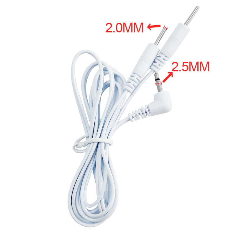 Cable de plomo de electrodo de cabeza de 2 vías, 2,35mm, 2,5mm, para unidad Tens, máquina de fisioterapia, estimulador muscular nervioso, masajeador