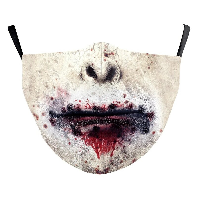 Masker mulut bisa dicuci Anti debu, masker wajah Cosplay lucu, masker mulut bisa dicuci, masker motif Halloween mode 2023