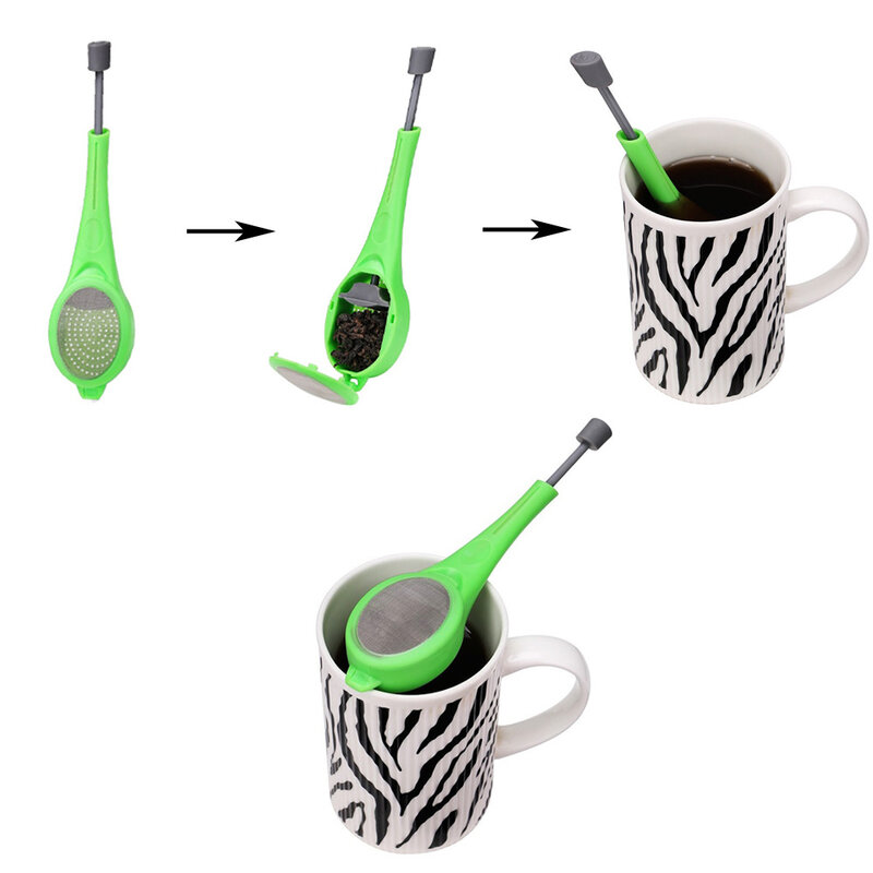 ตาข่ายชงชาที่ดูดแบบในตัวถุงชาแบบใช้ซ้ำได้ตัวกรองชาและกาแฟทำจากพลาสติกช่วยให้กวนและกด