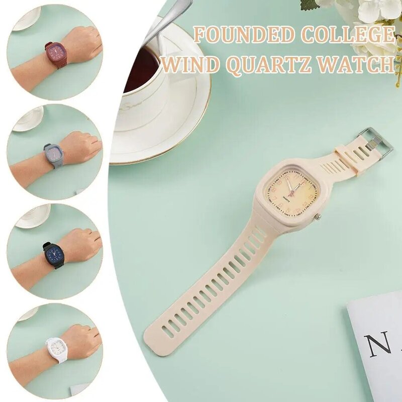 Reloj de pulsera de silicona para mujer, cronógrafo de cuarzo con esfera cuadrada, a la moda, X4H5
