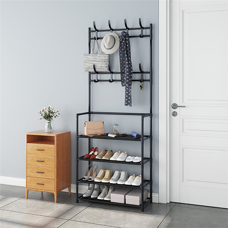 Storage Wardrobe Clothes Hanger Coat Rack Floor Hanger Clothing Drying Racks Hanger Shelf for Shoes Hat Furniture Wall Coat Rack