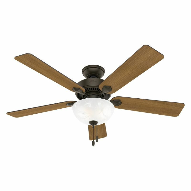 Stylish 52" Ceiling Fan with Light Kit and Pull Chain (Includes LED Light Bulb) in New Bronze for Elegant Airflow