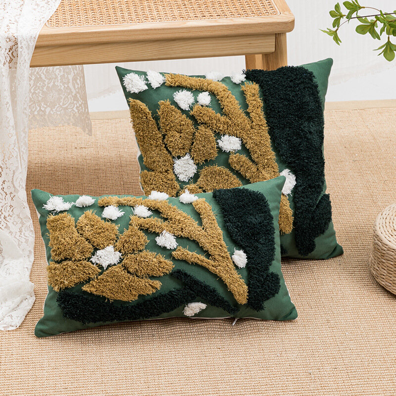 Funda de almohada bordada estilo Retro árbol y Luna, funda de cojín de algodón informal, decoración de sofá y dormitorio