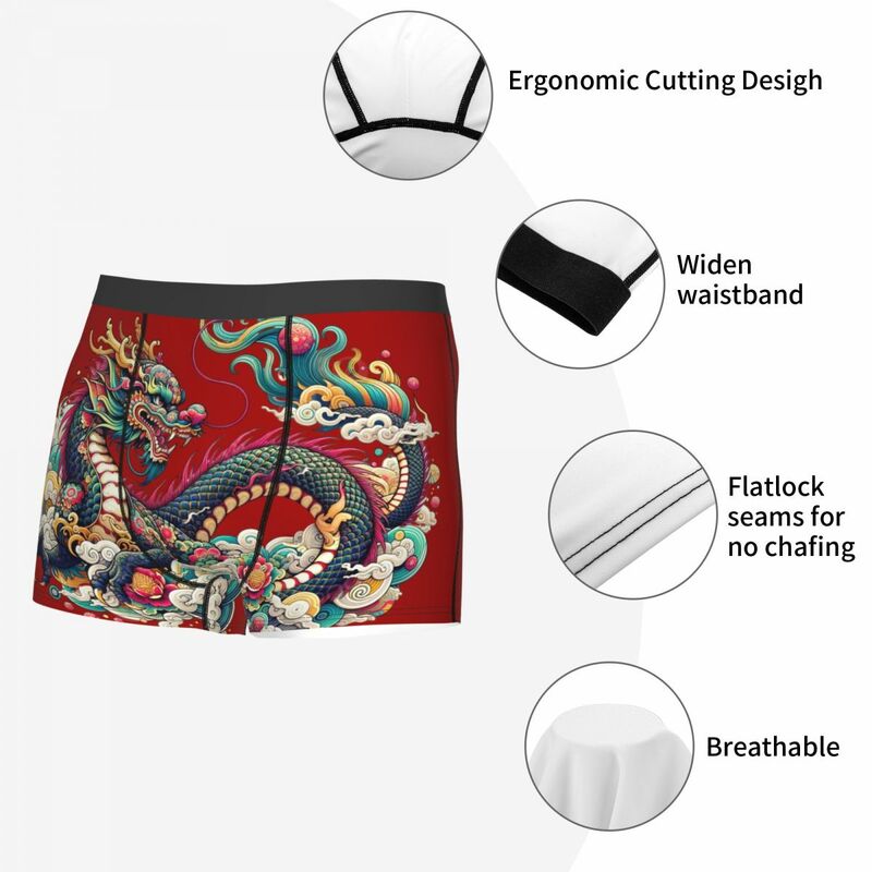 Celana dalam Boxer pria naga Cina, celana dalam kualitas tinggi motif 3D hadiah ulang tahun sangat tembus udara