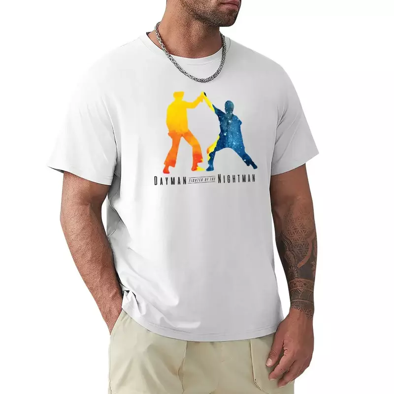 Camiseta Dayman masculina, camiseta de manga curta, roupas Anime em branco, algodão, tamanhos maiores