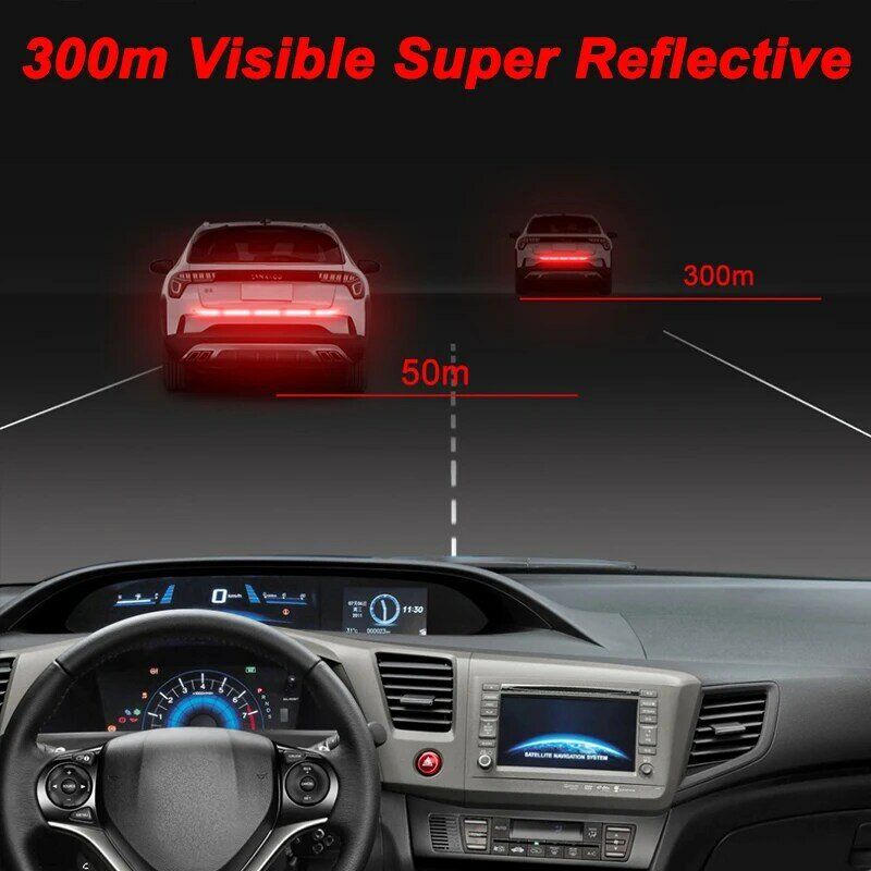 Pegatina reflectante para coche, cinta reflectora de advertencia de seguridad, anticolisión, accesorios para coche, 90cm