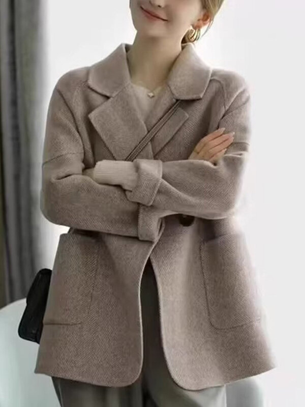 Blazer corto in lana per donna, primavera/autunno 2024 nuovo cappotto occidentale alla moda, Bestseller all'inizio della primavera Plus Size Chic Spring Outfit