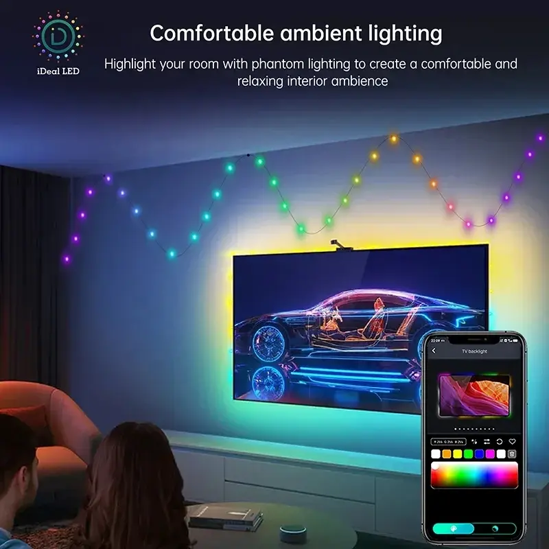 Lampu setrip LED USB warna mimpi, lampu untai peri aplikasi pintar dekorasi karangan bunga tampilan gambar DIY 5M 10M 20M
