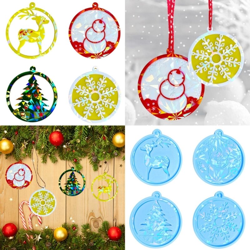 Christmas Tree Elk Light  Keychain Molds Silicone Pendant Ornament Mold