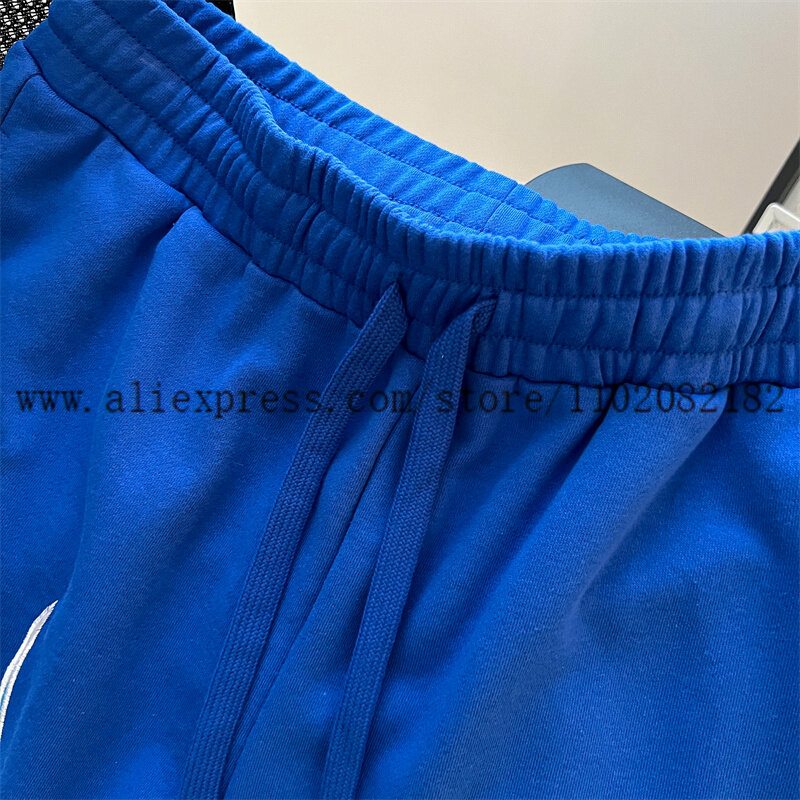 Shorts de corte reto solto para homens e mulheres, logotipo bordado, tecido confortável, shorts casuais, alta qualidade