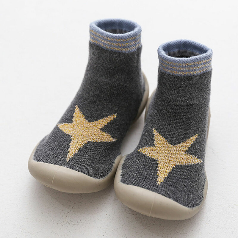Meias recém-nascido macio anti-deslizamento sola crianças primeiros caminhantes algodão calçados de inverno do bebê dos desenhos animados bonito meias sapatos botas