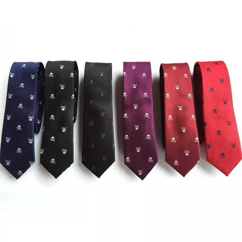 Высокое качество 1200-pin Новый 6 см узкий галстук для Хэллоуин с черепом, мужские Модные вечерние галстуки