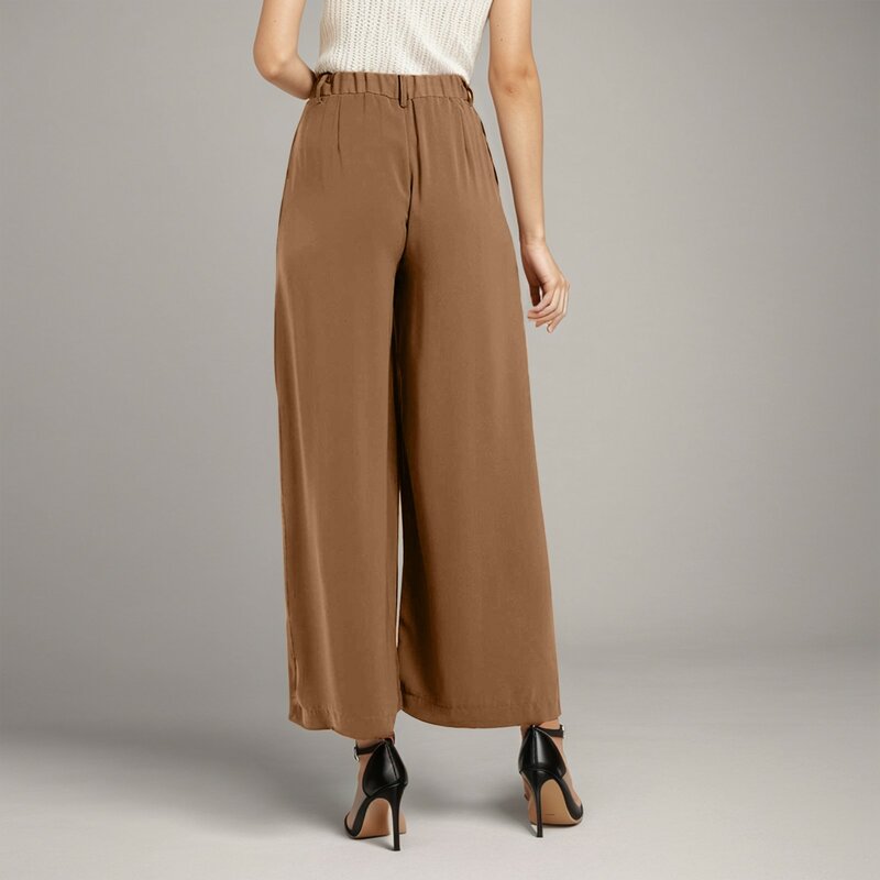 Женские брюки-палаццо, летние хлопковые льняные удобные мешковатые брюки с карманами, модные элегантные свободные однотонные брюки с высокой талией