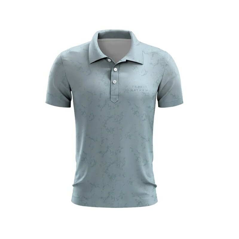 Men's Golf Clothing Striped Design Men's Summer Golf T-Shirt Top Quick Dry Top Golf Club Button T-Shirt Polo Shirt