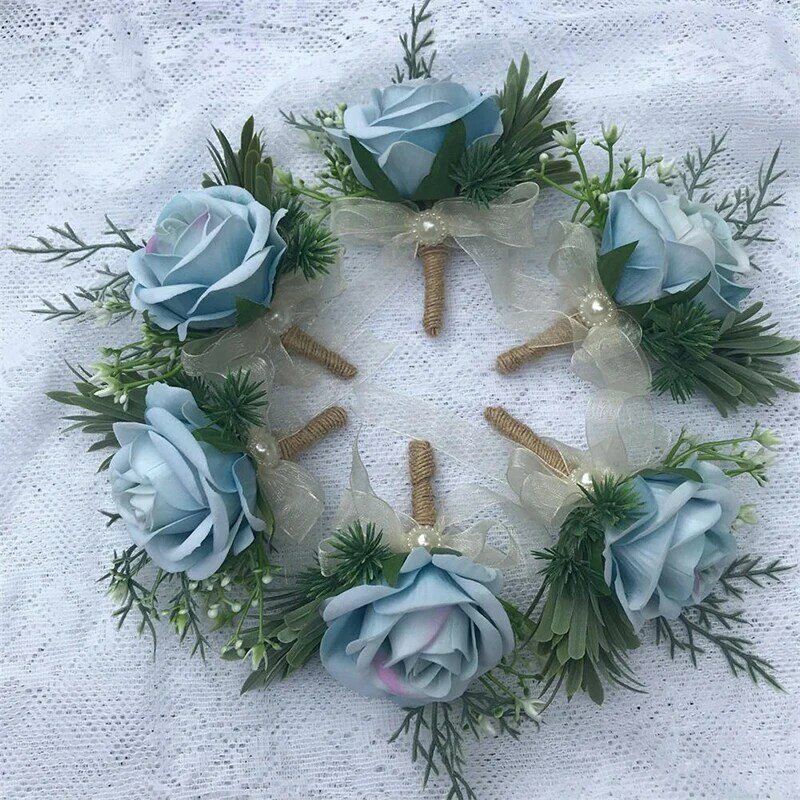Druhna kwiaty na nadgarstek sztuczny kwiat bransoletka dla ślub panny młodej perła łańcuszek róża stanik ręcznie dekoracja w kwiaty akcesoria