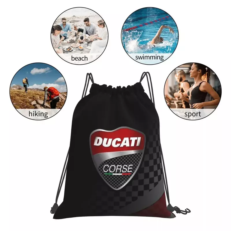 Ducati Corse Logo Design Kunst Rucksack Kordel zug Taschen Kordel zug Bündel Tasche Sporttasche Bücher taschen für Mann Frau Studenten