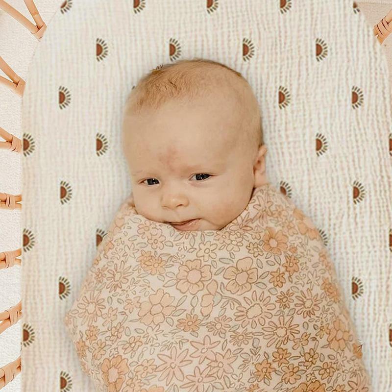 Sábanas de muselina para cuna de bebé, sábana ajustada para colchón de cuna estándar, 32,3x16,9x3,9 pulgadas, gasa neutra