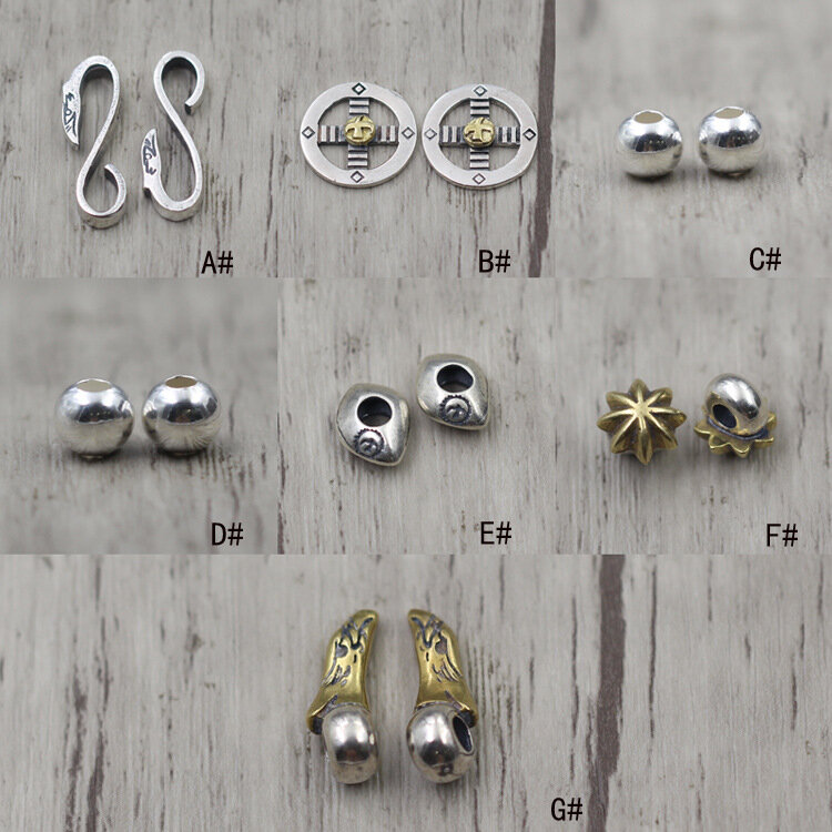 Perles en argent regardé S925, bricolage avec perles en argent faites à la main, entretoise de collier et de bracelet, perles dispersées