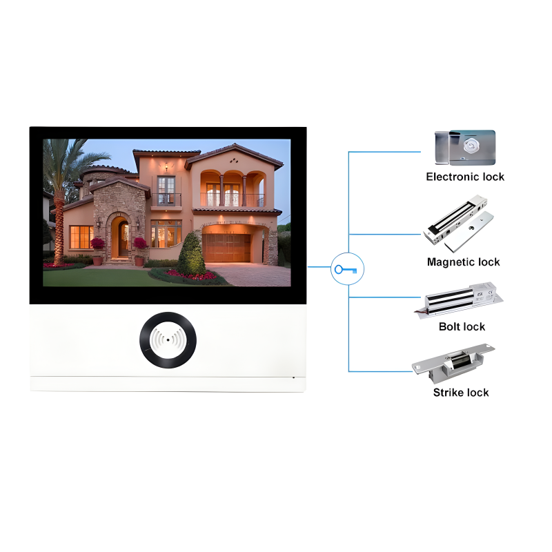 8 Inche sistem interkom Video layar IPS untuk ponsel pintu rumah kamera 1080P 110 ° sudut lebar tahan air IP54 Kit interkom Video