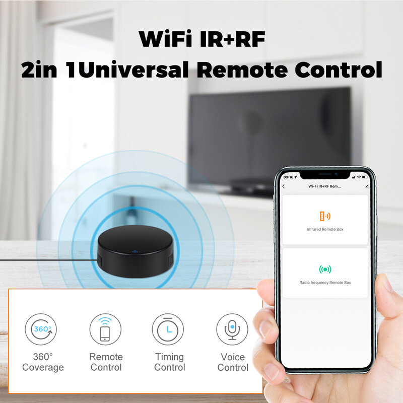 Tuya WiFi Universal Infrared IR RF433 Remote Control 2 in 1 Smart Home Controller TV DVD AUD Voice Works with Alexa Google