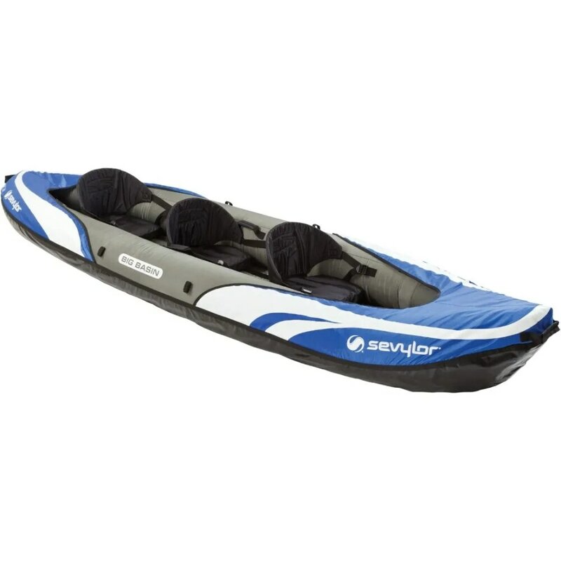 Big Basin 3-Person Inflatable Kayak with Adjustable Seats & Carry Handles, Heavy-Duty PVC Construction