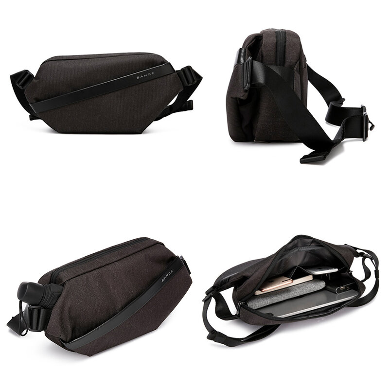 BANGE-신상 업그레이드 다기능 남성 메신저 가방, 여행 방수 저장 숄더백 여성 일반 레저 체스트 가방