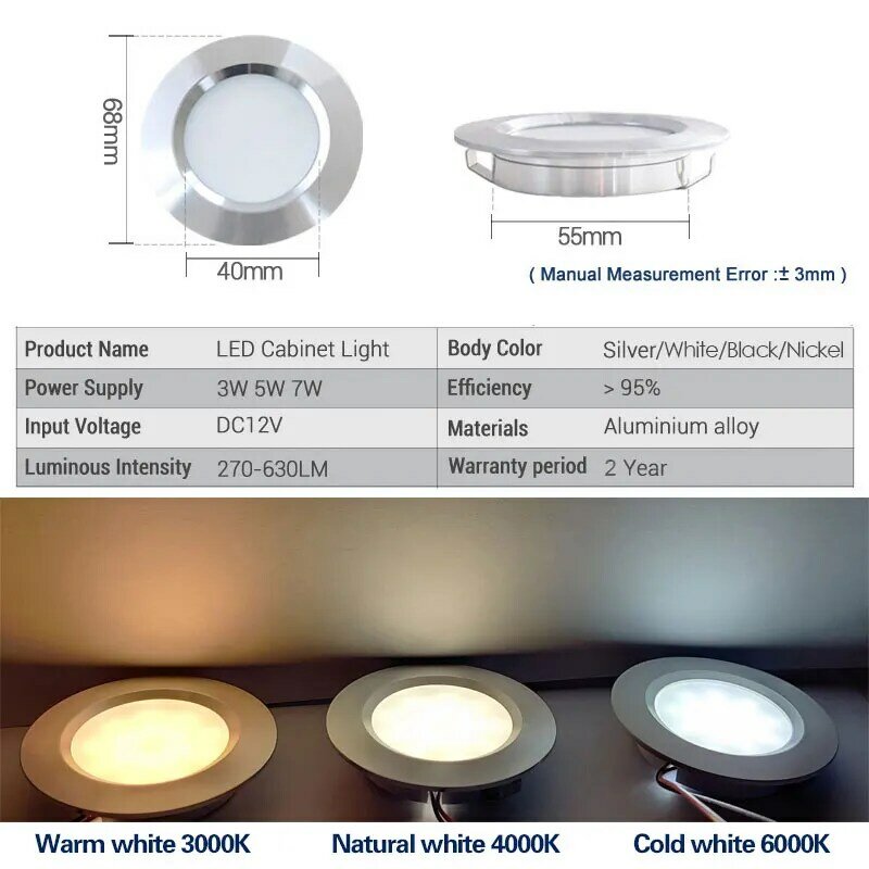 LED Spotlight Ultra-thin 14mm 3W 5W 7W 12V 2inch Recessed Ceiling Lamp D55mm House Hotel Living Room Mini Downlight