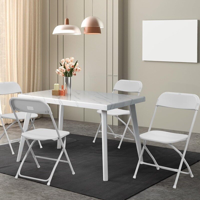 Vingli-白いプラスチック製の折りたたみ椅子,ポータブル,積み重ね可能,商用シート,スチールフレーム,350ポンド,屋内および屋外用,10パック