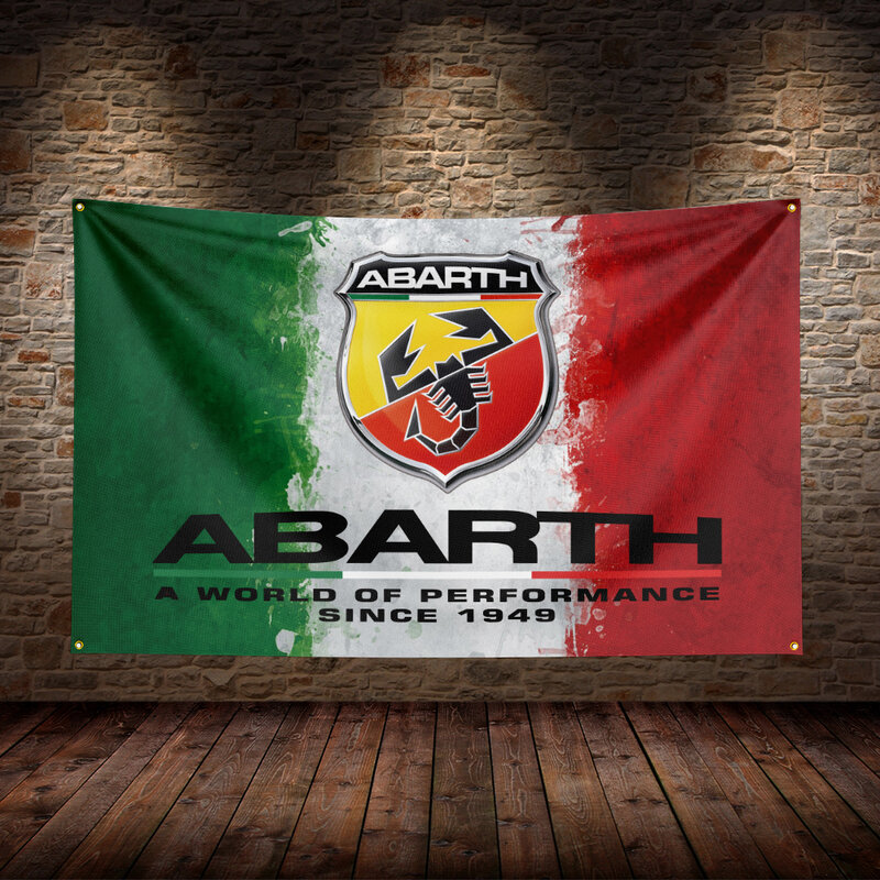 ธง Abarths ธงผ้าโพลีเอสเตอร์3X5ฟุตสำหรับตกแต่งโรงรถ