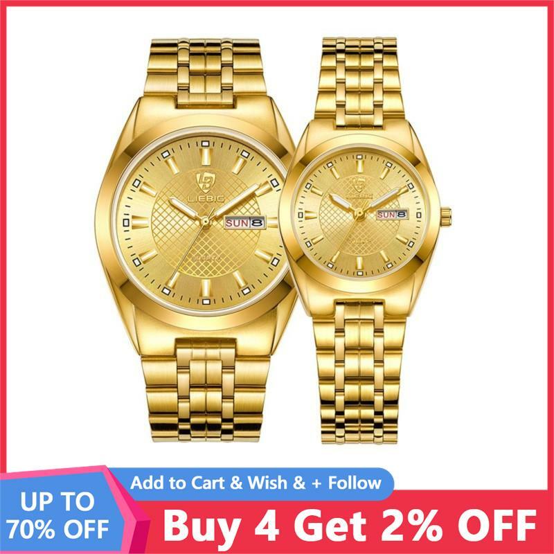 2023 Men's Watches Luxury Quartz Stainless Steel Gold Fashion Watch Date 3Bar Waterproof Women Clock Relogio Masculino L1020