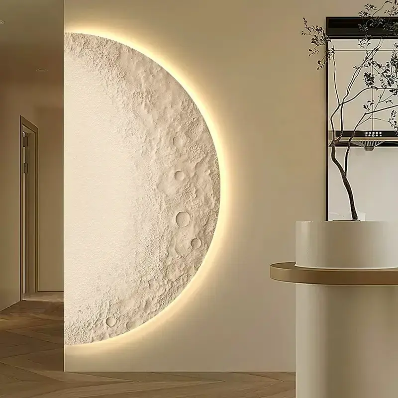 Abstrakcyjna tekstura LED atmosfera lampa ścienna obraz księżyca dekoracja bramy nowoczesny prosty korytarz wiszący obraz