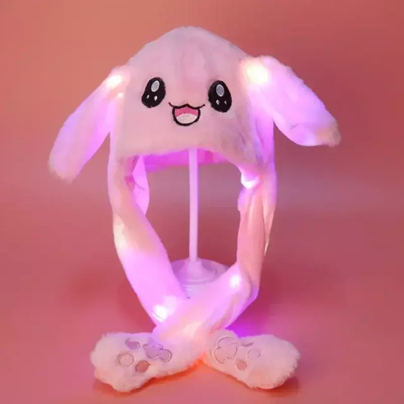 Bewegliches Ohr Hut Cartoon Plüsch tier Kaninchen Ohr Cartoon Kinder lustige Glow Hat Präfekt Geschenk für Kinder und Erwachsene
