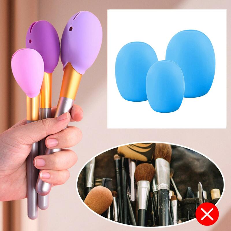 2X 3Pcs Silicone Makeup Brush Cover Holders Protector ,Easy to