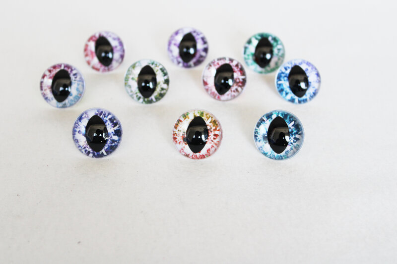 20pcs/lot 9mm to 30mm colorful  toy cat eyes with hand washer for doll findings -MT5