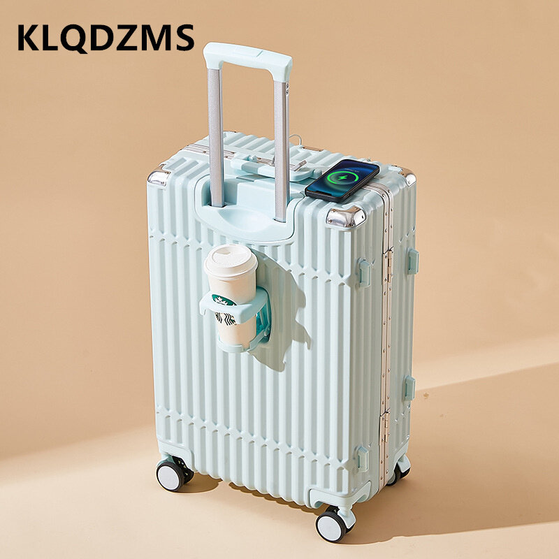 KLQDZMS  20"22"24"26Inch High Quality Suitcase Aluminum Alloy Frame Trolley Case Large Capacity Boarding Box Rolling Luggage