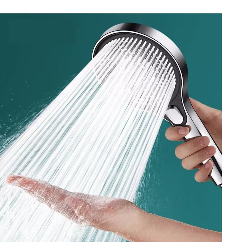 High Pressure Black Shower Head, Water Saving Spray Nozzle, Massagem Rainfall Shower, Acessórios do banheiro, 3 Modos, 130mm, Novo