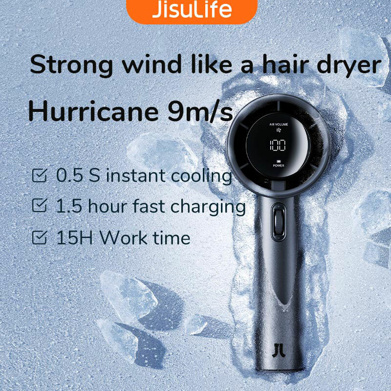 Jisulife พัดลมมือถือพกพา, ความเร็วลม100ระดับ, พัดลมแบบมือถือไร้ใบพัดขนาดเล็กชาร์จ USB พัดลมขนตาไฟฟ้า