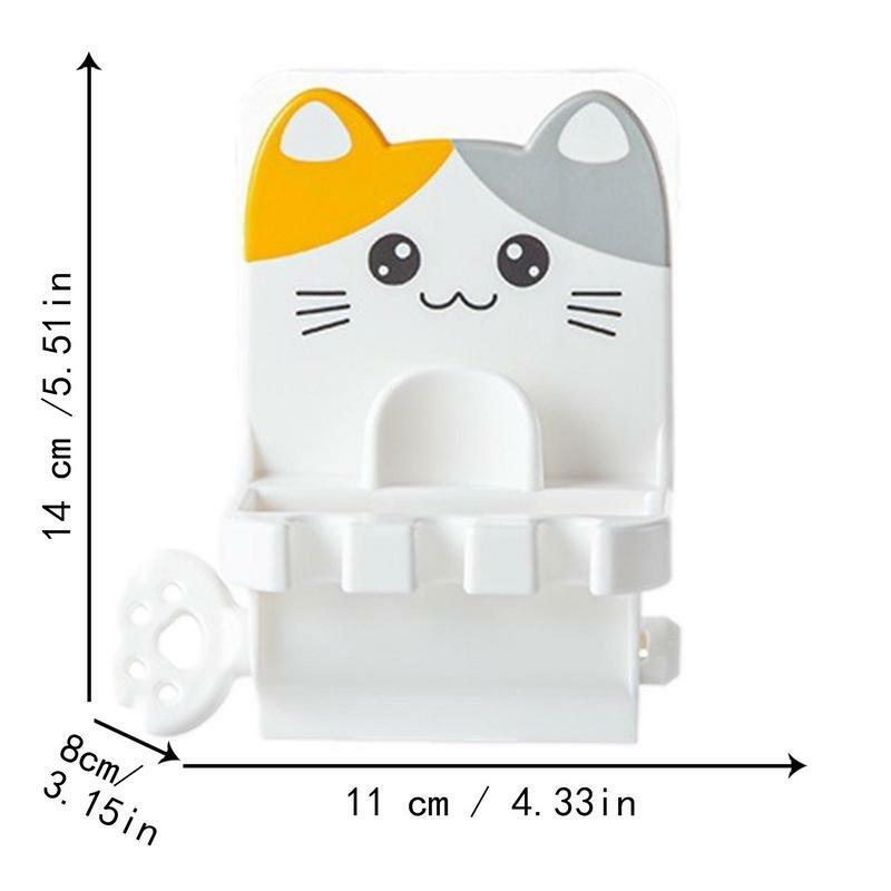 Rodillo de tubo exprimidor de pasta de dientes montado en la pared, soporte de asiento de escurridor Manual de gato lindo, pasta de dientes giratoria de gato lindo, 14x11x8cm
