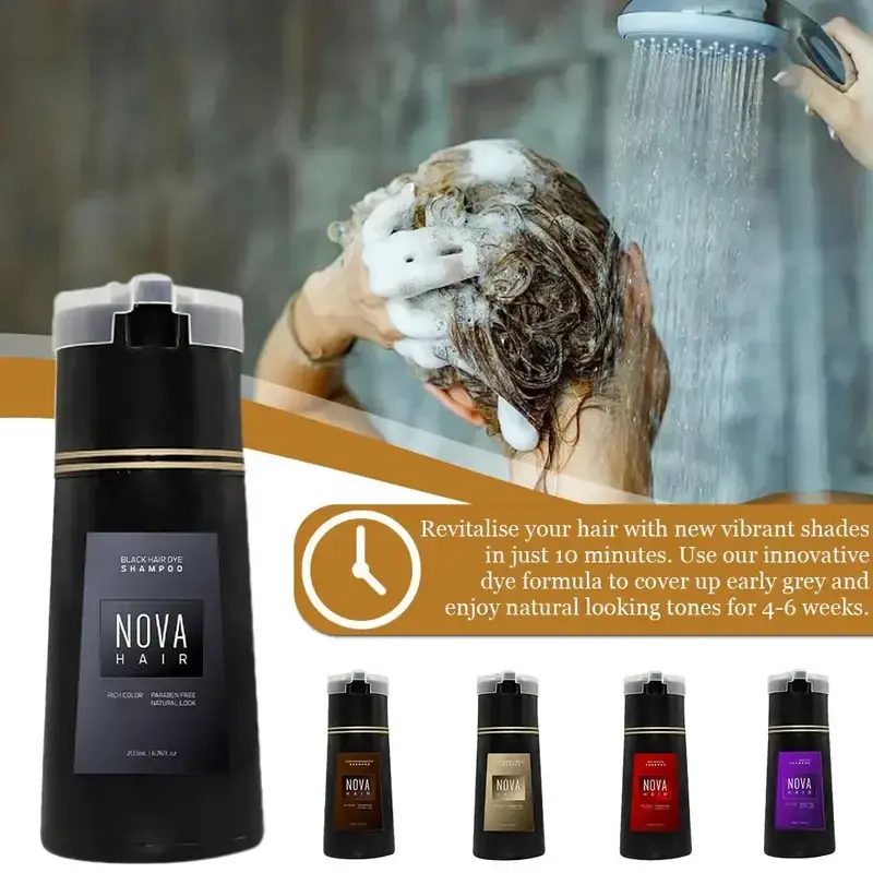 Оригинальный шампунь для окрашивания волос Nova шампунь для мгновенной окрашивания волос для мужчин и женщин быстрое и простое безопасное окрашивание волос с седым покрытием питательная кожа головы