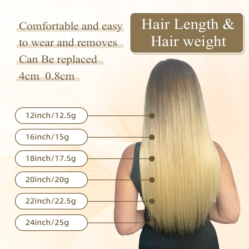 Anitsi-目に見えないヘアエクステンション,べたつかない,自然な髪,12〜24インチ