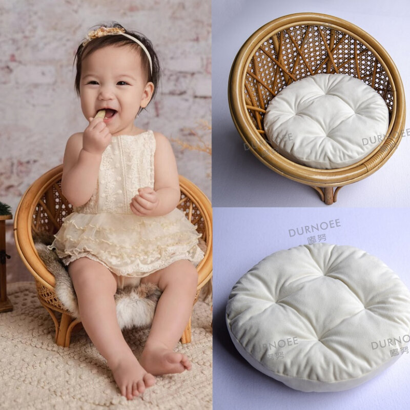 Newborn Photography Props Chair Retro Basket Baby Photography Mat  Infant Pose Cushion Shooting Studio Accessories