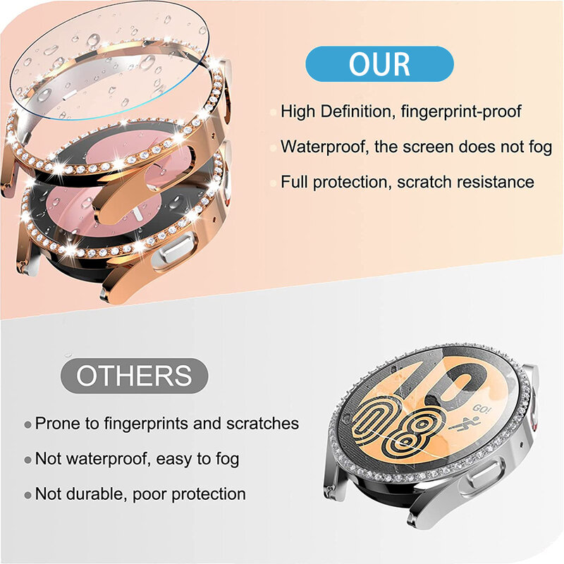 Алмазный чехол и стекло для Samsung Galaxy Watch 5 Pro, 45 мм, шикарный чехол-бампер из поликарбоната, Защита экрана для Galaxy Watch 5 40 мм 44 мм