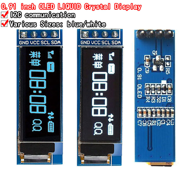 0.91 Inch Oled-scherm Module Wit/Blauw Oled 128X32 Lcd Led Display SSD1306 12864 0.91 Iic I2C Communiceren Voor ardunio