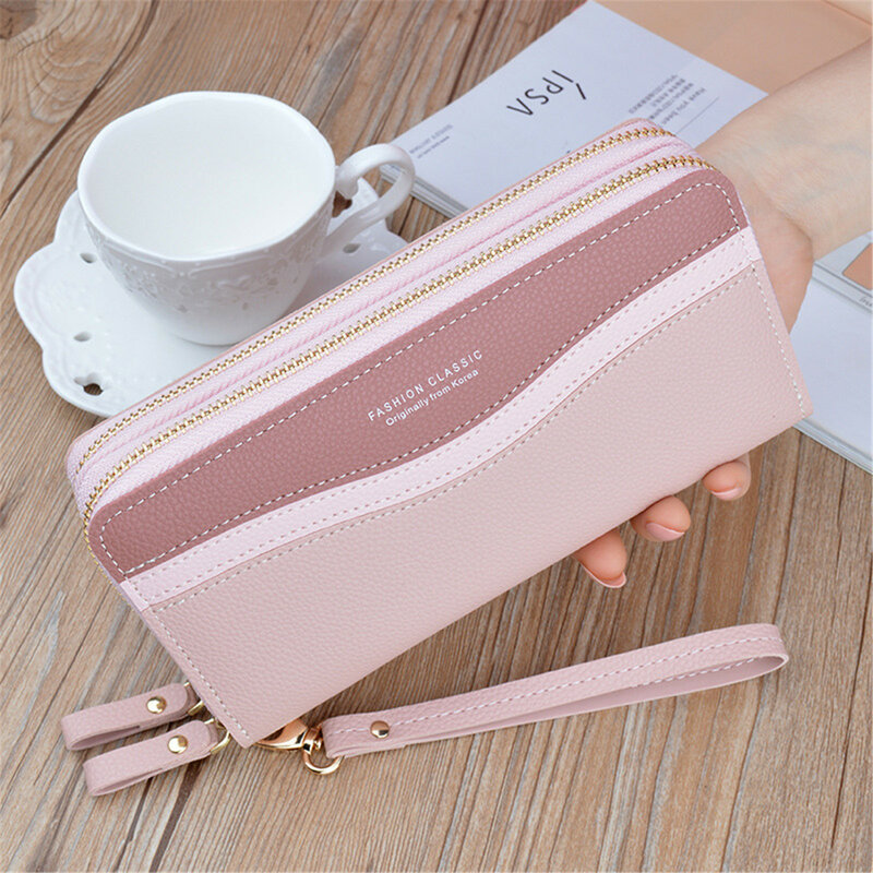 2023 New Women's Wallet Long Contrast Panel Zipper Tassel Large Capacity Wallet Mobile Case Accessories Fashion Valentine's Gift