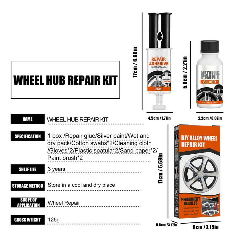 Kit de herramientas de restauración de ruedas, Kit de reparación de ruedas de aleación para arañazos de neumáticos, juego de adhesivos de reparación de ruedas antioxidantes, accesorios para vehículos
